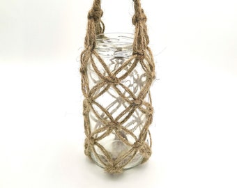 Handmade Macrame Jute Hanging Planter/Jar Lantern