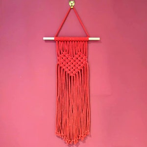 Handmade Sweetheart Cotton Macrame Wall Hanging Red