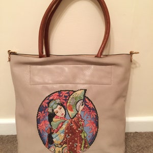 Unieke op maat gemaakte hand genaaid Japanse Geisha Tote Bag