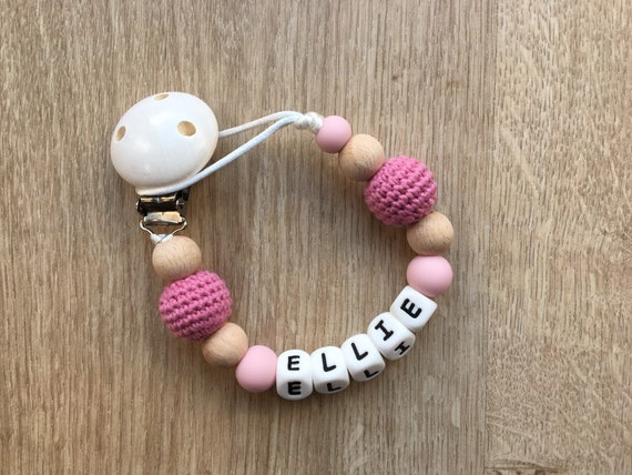 teething dummy clips personalised
