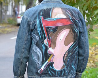 Leather Jacket Hand Painted Jean Jacket Ideas Painted Denim Denim