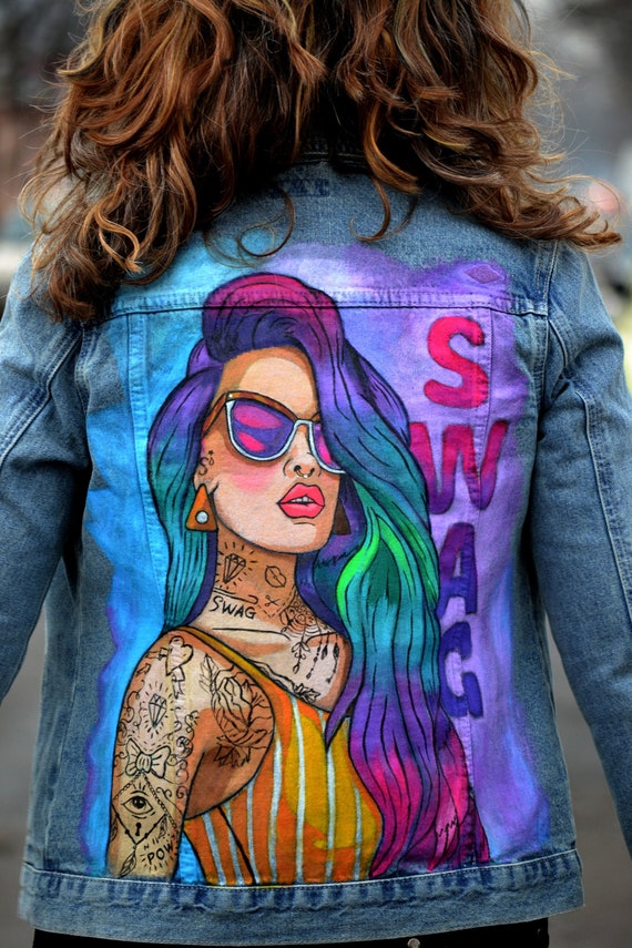 Buy Custom Hand Painted Denim Jacket swag Artwork Online in India