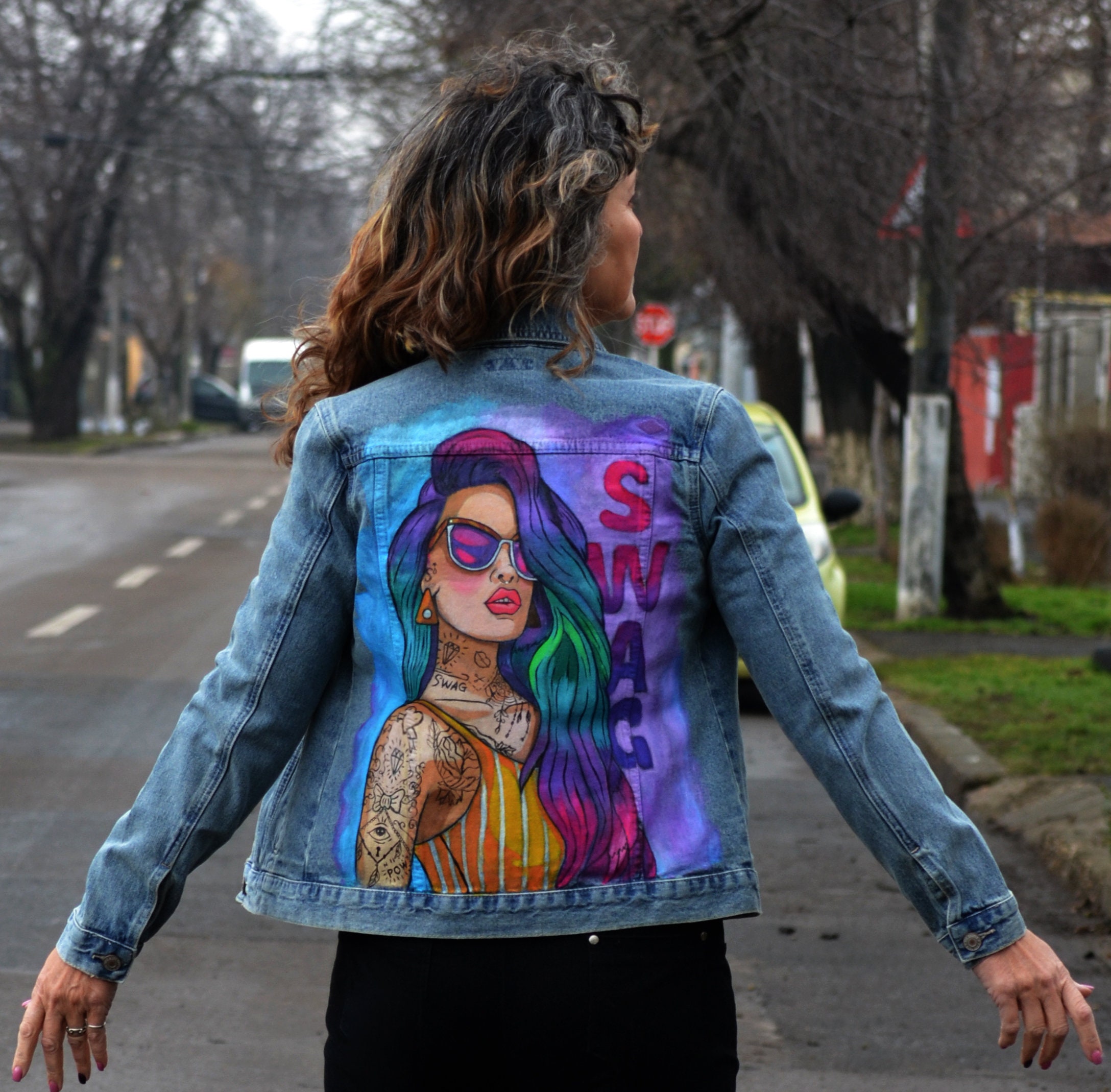 Buy Custom Hand Painted Denim Jacket swag Artwork Online in India
