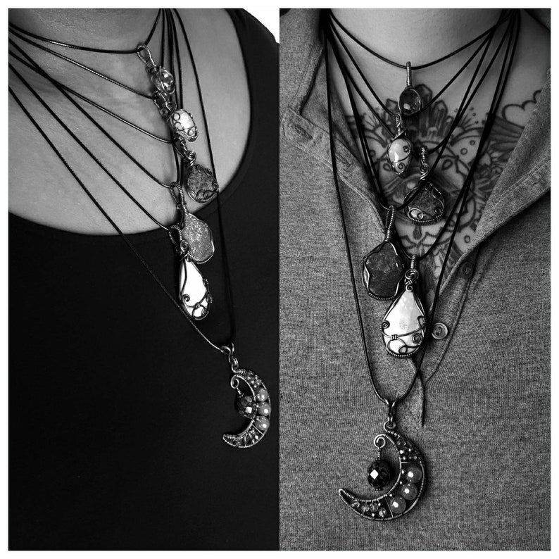 Oxidized Copper Wire Wrapped Pendant Amethyst with Moonstone Accent Handmade With Love
