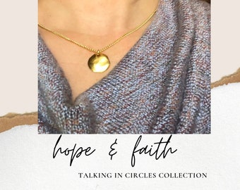 Hope and Faith, Pendant Necklace Circle, Faith Necklace Message Card, Recovery Necklace, Message Card Jewelry, Encouragement Gift Necklace