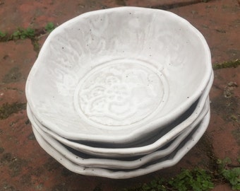 Small White Ceramic Bowl Set of 2, White Charcuterie Bowl Set, Pottery Bowls Handmade, Handmade Ceramic Bowl, Ceramic Bowls, Clay Bowl Set