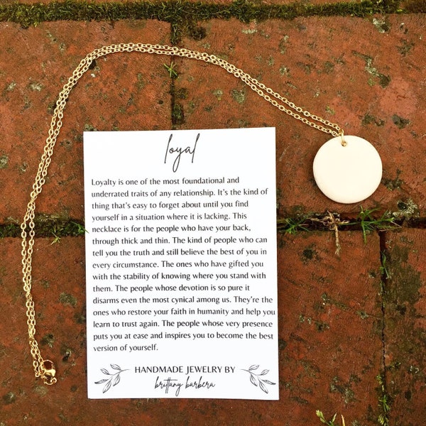 BFF Gift, Encouragement Gift Necklace, Ceramic Necklace Circle, Uplifting Gift for Women, Message Card Jewelry, Soul Sister Necklace