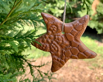 Starfish Ornament, Christmas Ornament, Meaningful Gift Ideas,, Clay Ornaments, Original gift ideas, Unique Ornaments, copper star ornament