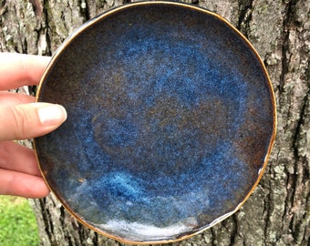 Blue Pottery Plate, Small Pottery Plate, Handmade Pottery Dinnerware, Seconds Sale Pottery, Ceramic Dinner Plate, Seconds Pottery, Blue