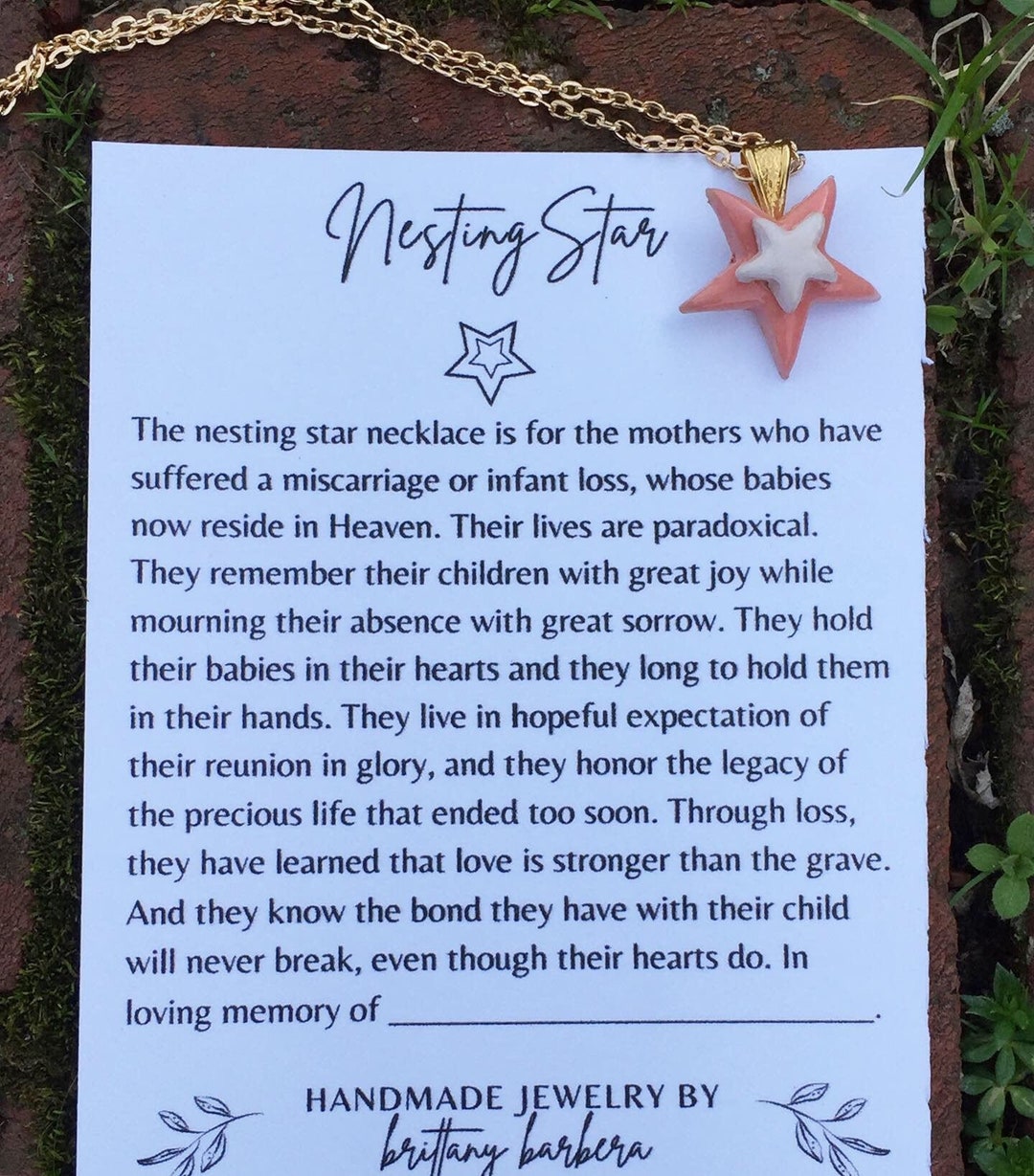Souvenir de collier de fausse couche, collier de cadeau commémoratif de