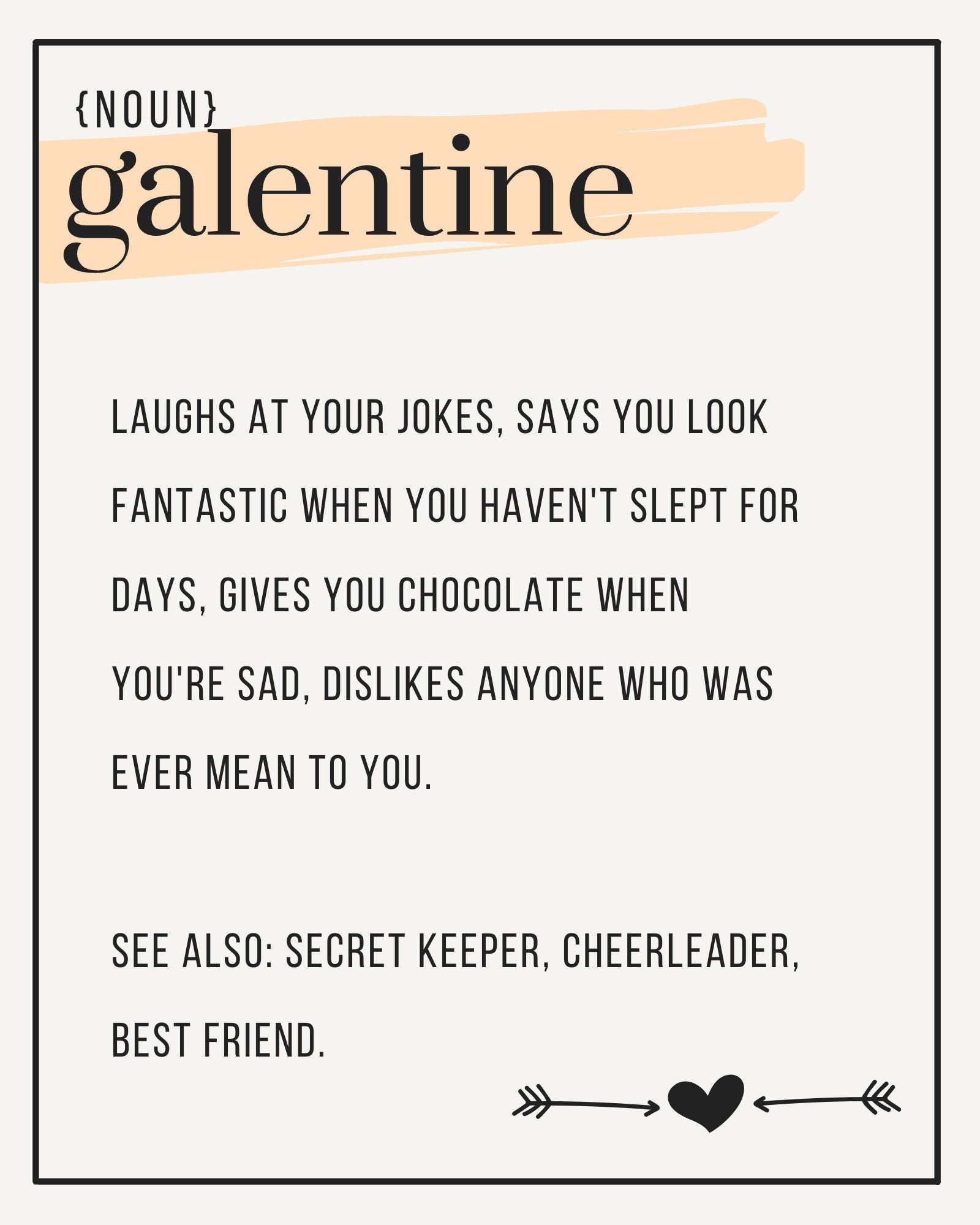 Galentine S Definition Print Galentine S Day T Friend T