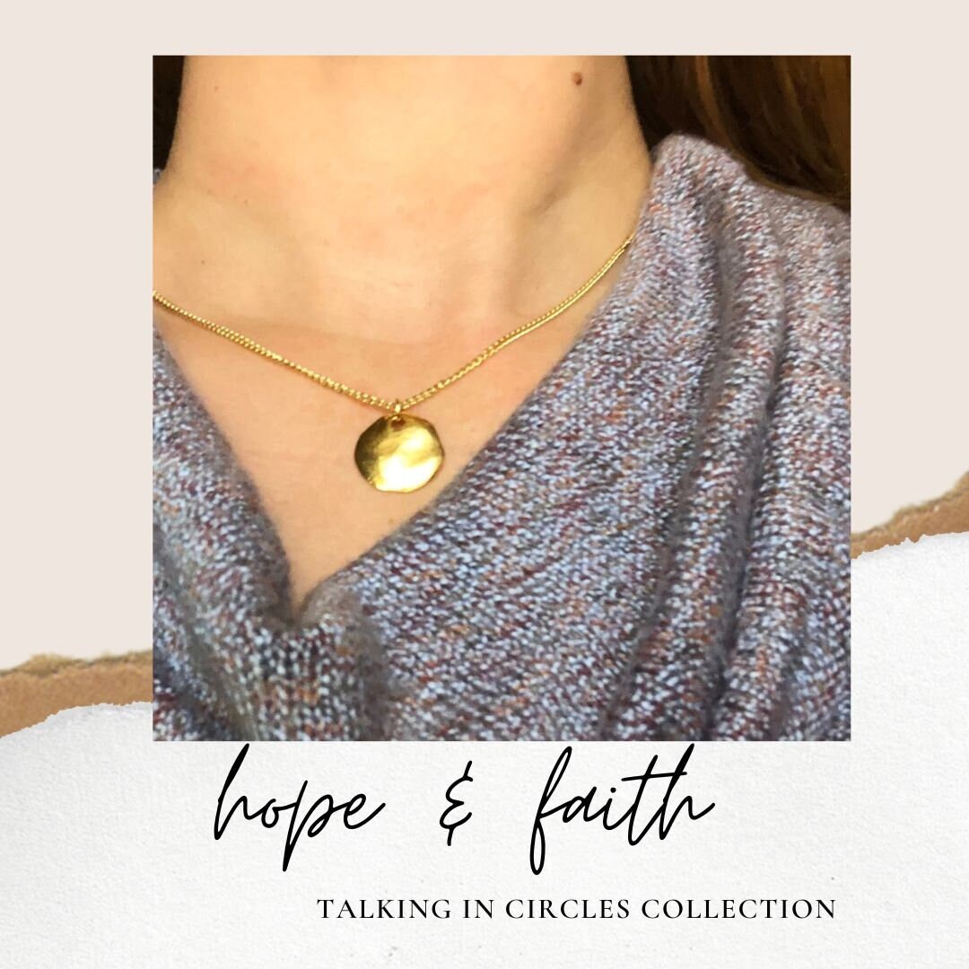 Hope and Faith, Pendant Necklace Circle, Faith Necklace Message Card