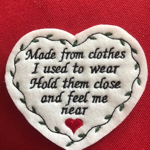 Memory bear patch, memory blanket, memory cushion