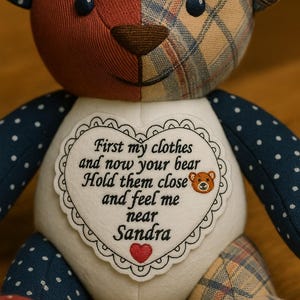 Memory bear patch, memory blanket, memory cushion