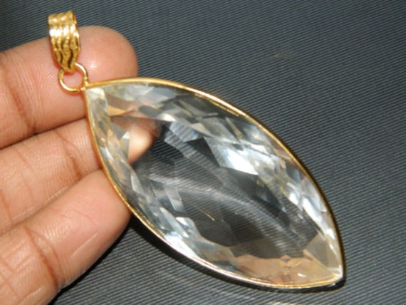 Pendentif En Plaqué Or Avec Pierre En Cristal - Bijou Occasion, Joli Et Pas Cher