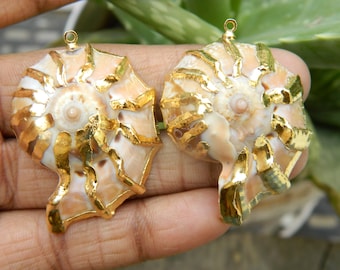 Natural Sea Shell MOP 18k Gold Fill Electroplated Pendant Handcrafted Unique Designer Exclusive Vintage Style Bohemian Fashion Jewelry Gift