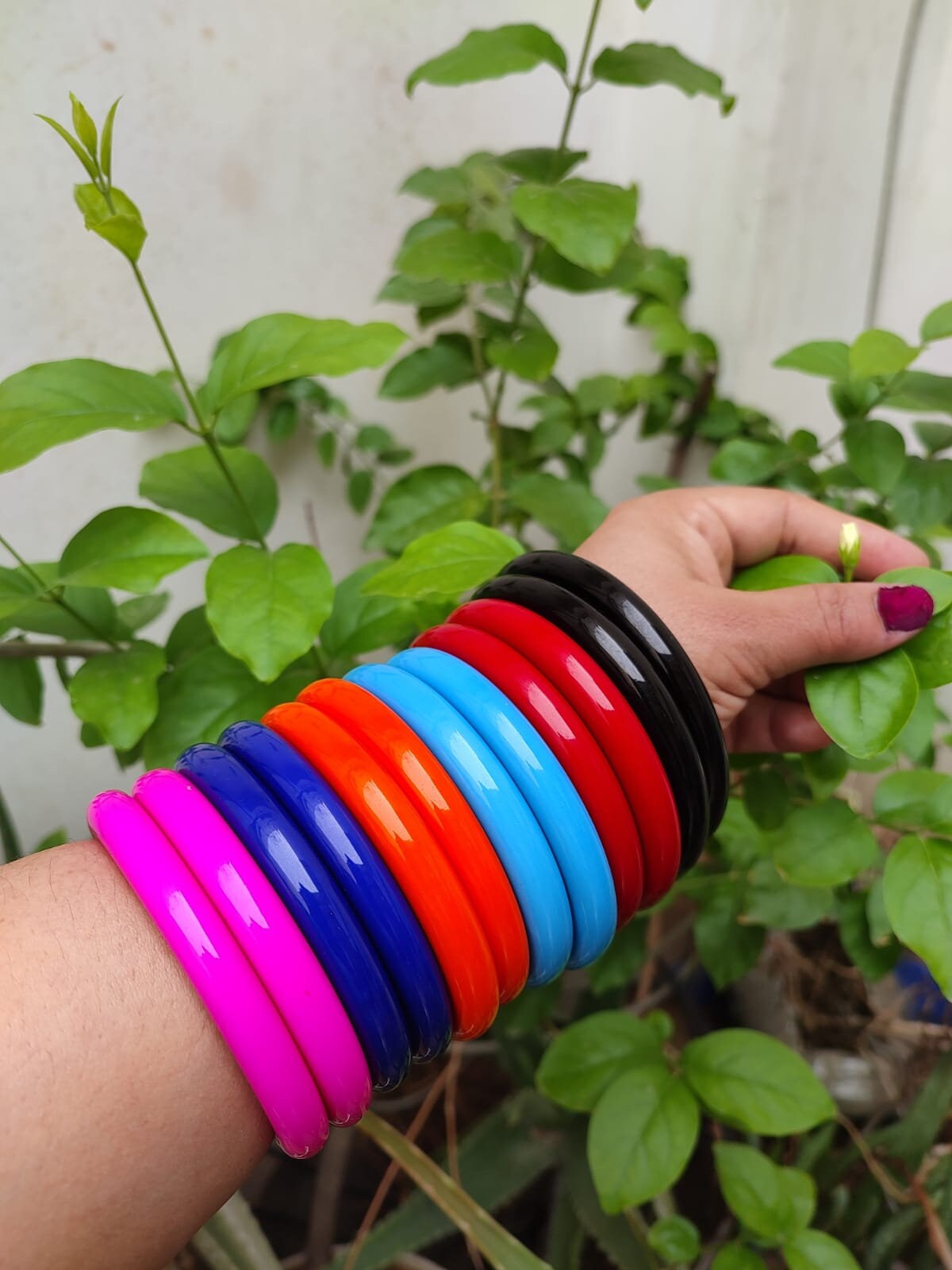 Handcrafted Resin Bangle Bracelet Set, Retro Wide Bangles, 2.5