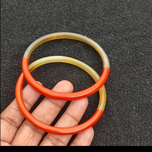 2 pcs set- Ethically Sourced Natural Buffalo Horn Lacquered Bangle Bracelet Purely Handcrafted Designer Fashion Jewelry Gift Sale
