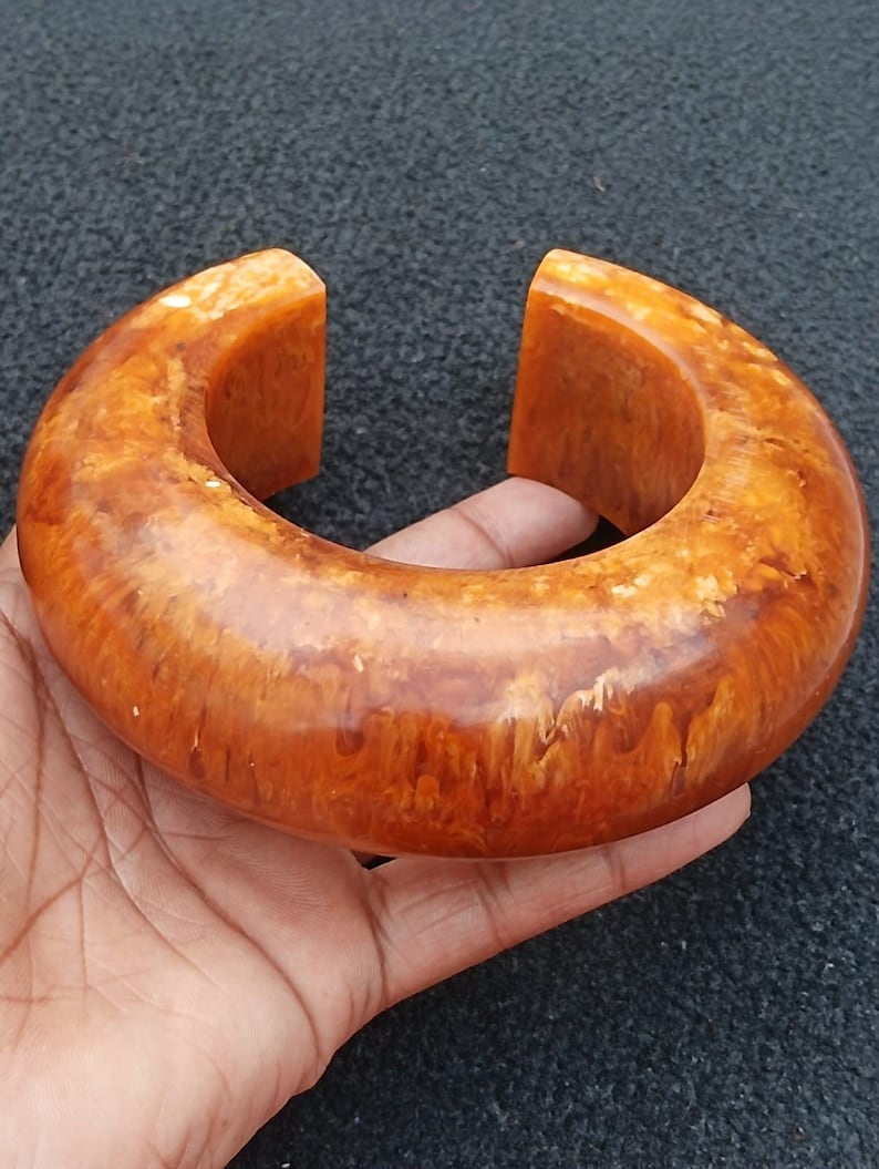 Buy Resin Cuff Bracelet Large Agate Brown Color Resin Extra Large Huge