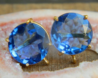 Orecchini a bottone in quarzo sfaccettato placcato oro, 20 mm, forniture per orecchini