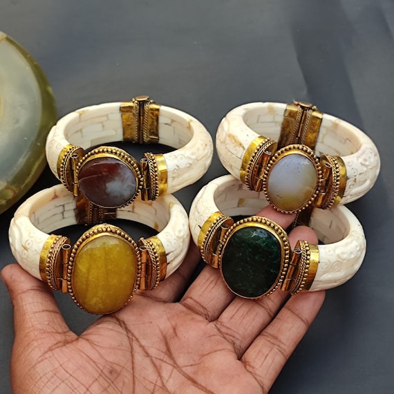 Horn Bone Jewelry Ethically Sourced Buffalo Bone Carved Bangle