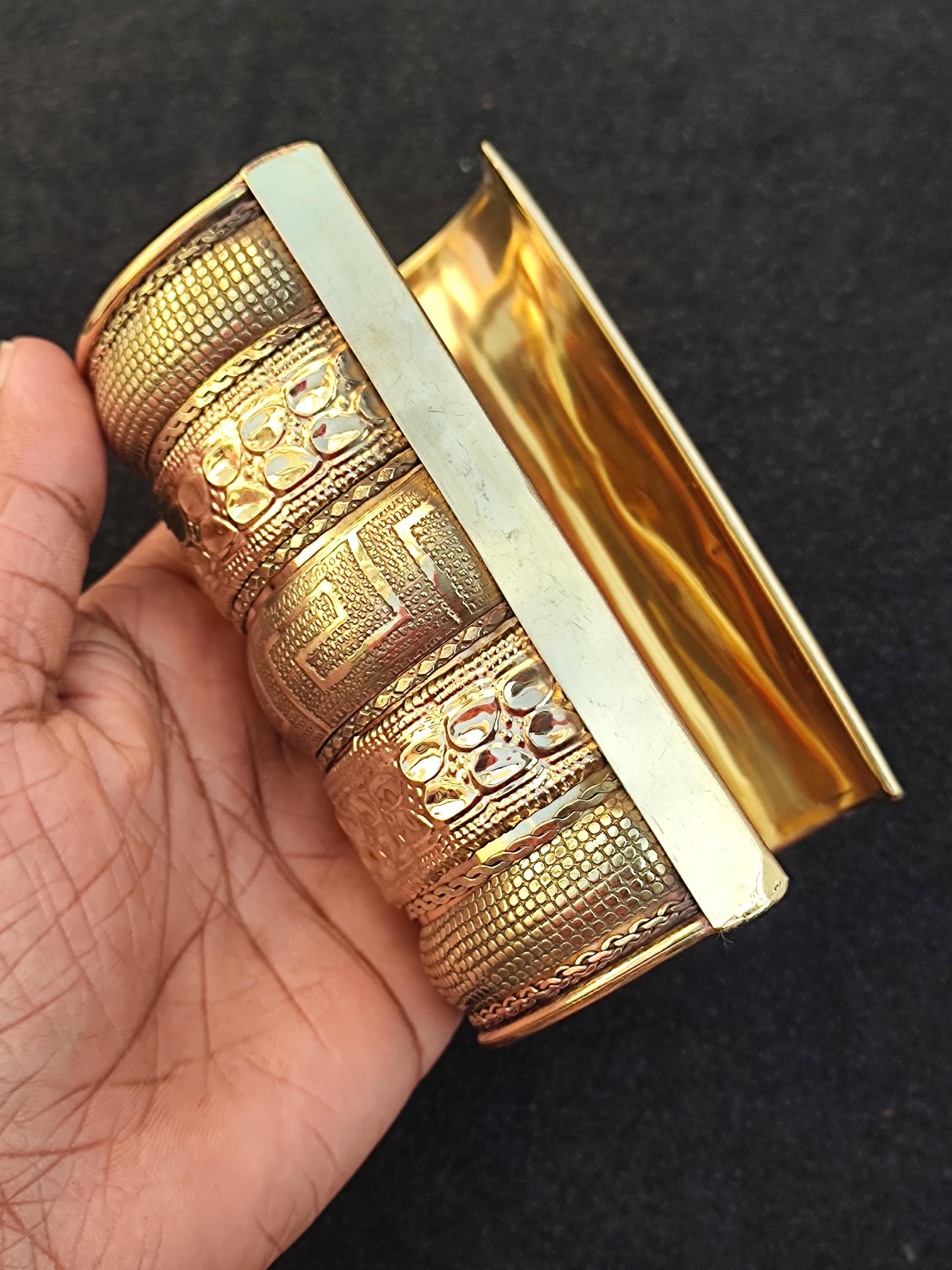 Handcrafted Brass Cuff Bangle: Antique Indian Jewelry - Etsy