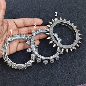Silver Oxidized Bangle Vintage Antique Look Bracelet Kada Openable Screw Bangle Handcrafted Bohemian Traditional Indian bangles for women