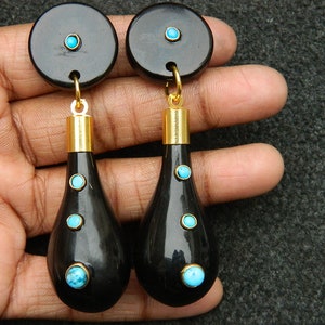 Resin Earring Resin With Turquoise & Tiger eye Gemstone earring Gold Earring Boho Handcrafted Vintage Style Jewelry Gift for Her