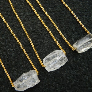 Natural Rock Crystal Quartz Neklce pendant Raw Quartz Gold Pendant Healing Gemstone pendant Handmade beautiful Pendant gift for her