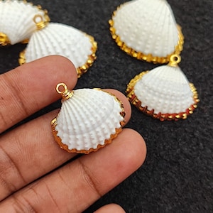 Echte Jakobsmuschel Muschel 18k Gold Fill Galvanisiert Anhänger Muschel Charme Anhänger für Armband & Halskette Komponente Schmuckherstellung Lieferungen