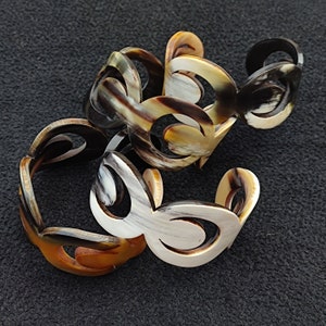 Ethically Sourced Natural Buffalo Horn Jewelry Carved Horn Cuff Bangle Bracelet Purely Handcrafted Vintage Style Designer Fashion Jewelry