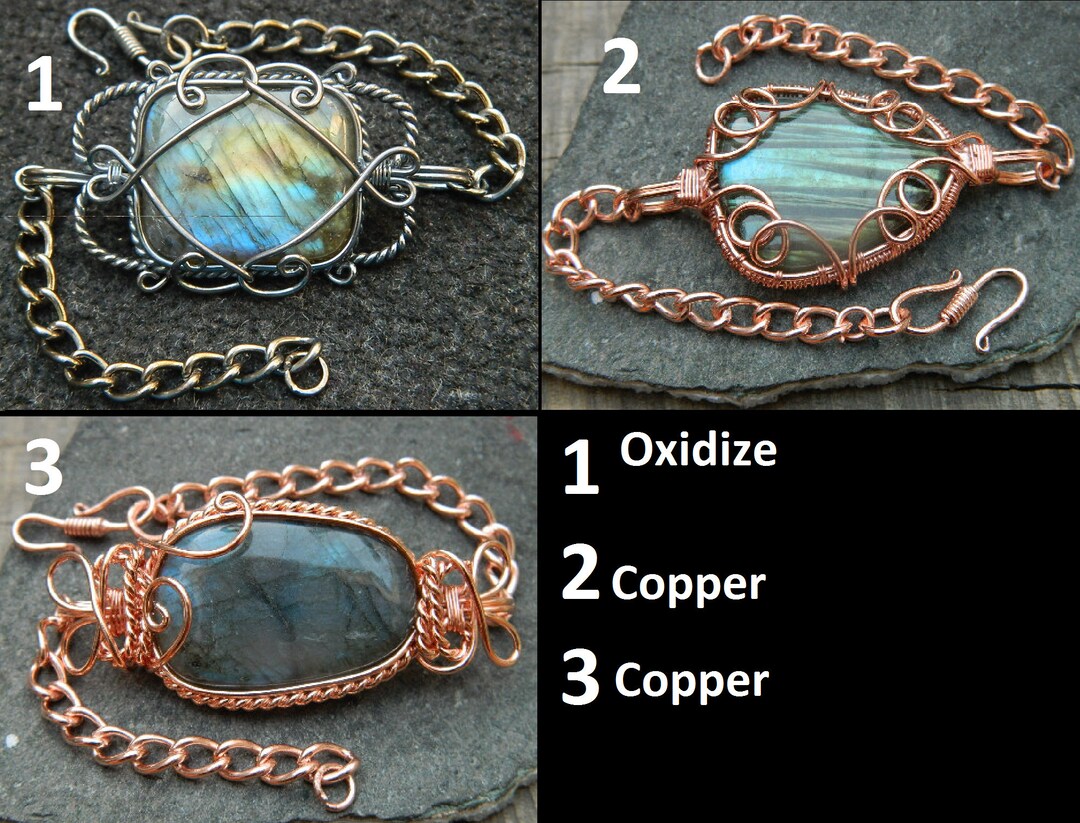 Bracelet Copper and Oxidize Wire Wrapped Labradorite Bracelet Natural