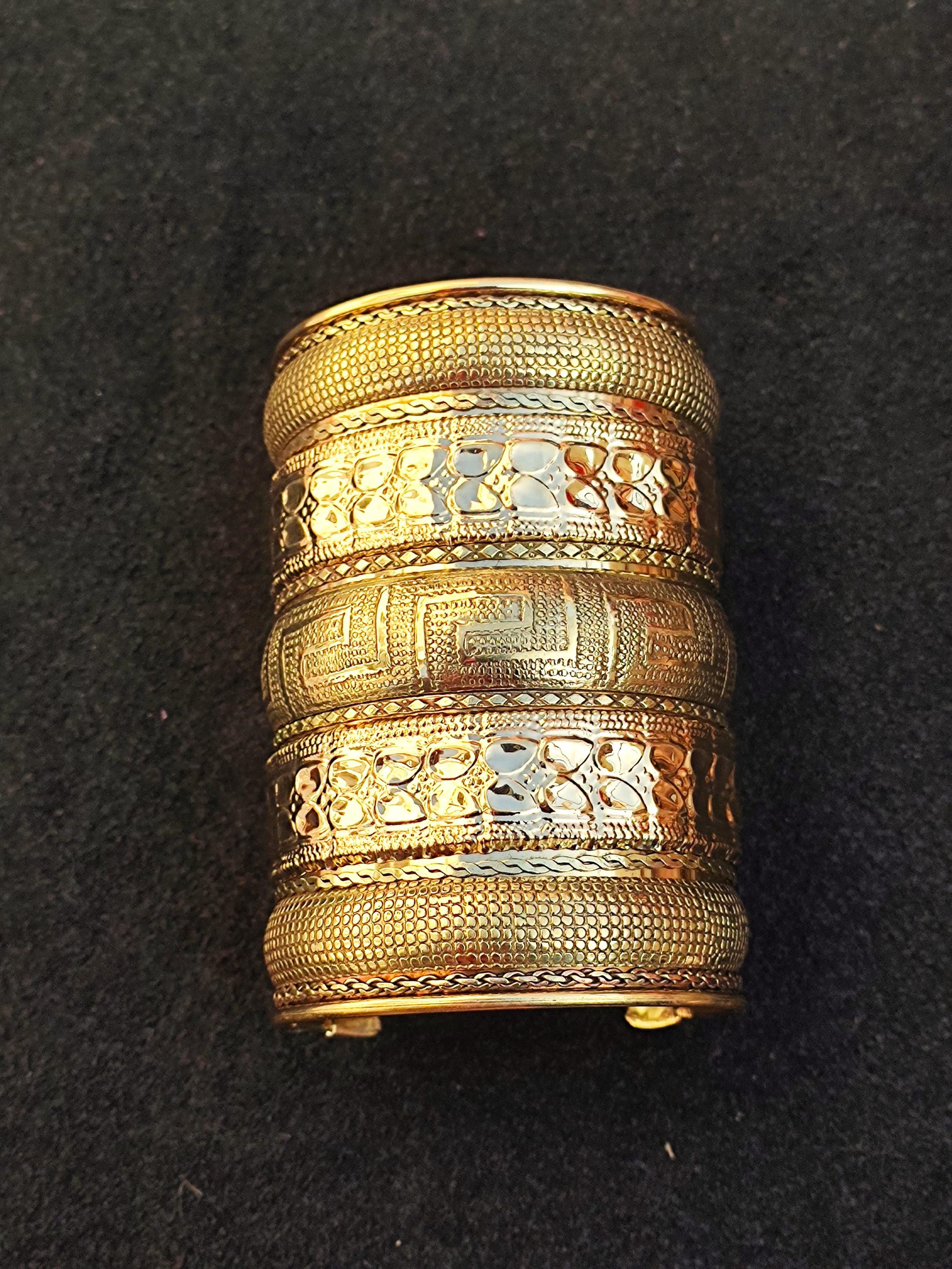 Handcrafted Brass Cuff Bangle: Antique Indian Jewelry - Etsy
