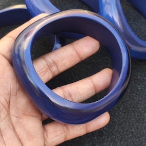 Lapis Blue color Color Resin Bangle Bracelet Exclusive Retro Wide Bangle Disco Trendy Beach Summer Jewelry Purely Handcrafted  For Her