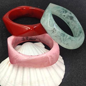 Multi Coloured Chunky Resin Bangle Bracelet Purely Handcrafted Exclusive Retro Wide Bangle Trendy Partywear Unique Charming Fashion Jewelry