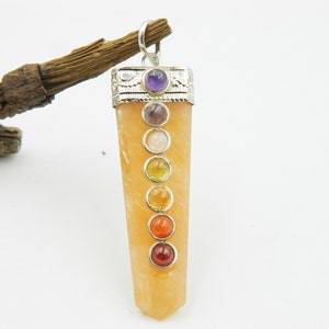 Carnelian Pendant  Chakra Necklace  Chakra Pendant  Quartz Chakra 7 Stone Chakra  7 Gemstone Chakra  Healing Crystal  Quartz Chakra