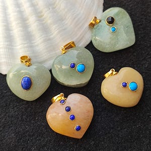 Aventurine Gemstone Heart Pendants Heart With Natural Multi Gemstone Pendant Handmade Lovely  Pendant For Necklace Birthday Gift
