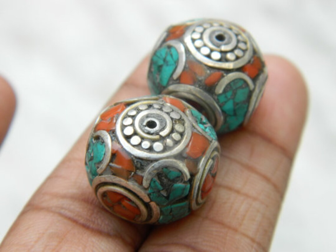 Nepali Jewelry beads 2 Pcs Nepali Traditional Brass Beads | Etsy