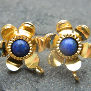 Natural gemstone stud Ear Post  Lapis Black onyx Purple amethyst and white rainbow moon stud ear post DIY Jewelry Supplies Making jewelry