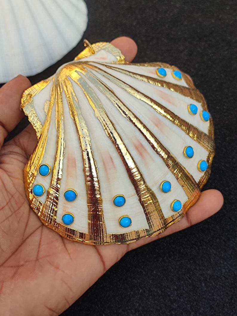 18k Gold Fill Scallop Seashell Pendant, Turquoise Gemstone Jewelry - Etsy