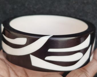 Zara Resin Bangle Bracelet Set of 4 Neutral Beige Brown  display picture 2