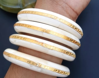 アクセサリー brass buffalo horn bangle 4 Pcs Set- Ethically Sourced Natural Buffalo Horn Bone