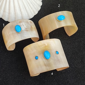 Horn Bone Jewelry Ethically Sourced Buffalo Horn Cuff Bangle With Turquoise Gemstone Purely Handcrafted Boho Vintage Style Horn Jewelry