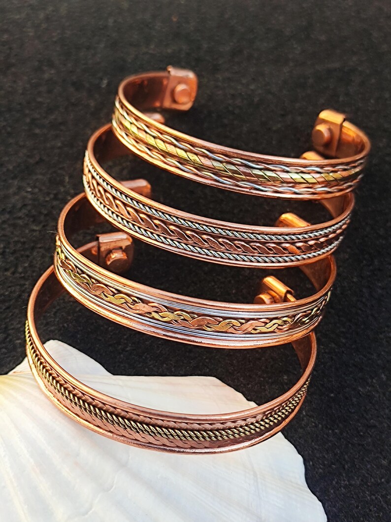 Handmade Solid Copper Cuff Bracelet – Adjustable Arthritis Bangle For Men & Women