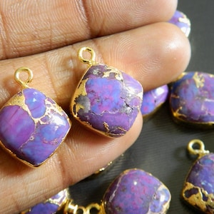 Mojave Purple Turquoise / Mohave turquoise / Composite Turquoise / Copper Turquoise /Electroplated / Earring Connectors / DIY Jewelry