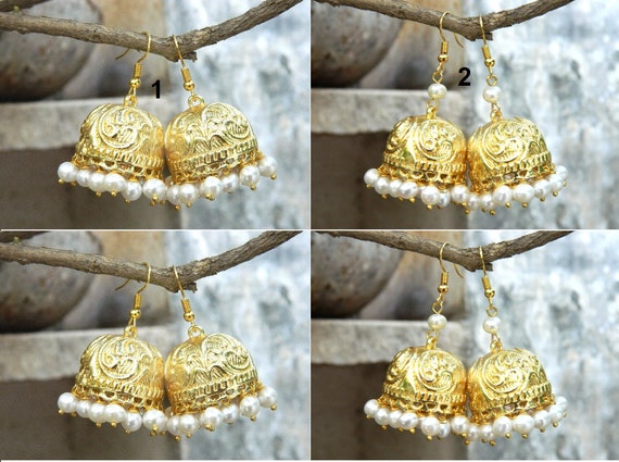 Exquisite Kundan Pearl Jhumka Earrings with Meenakari Work | Wedding and  Occasion Jewelry – Zevar