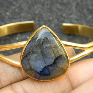 Natural Labradorite BangleBracelet StoneCraft Jewellery. Gemstone Jewellery Gold Plated Jewellery