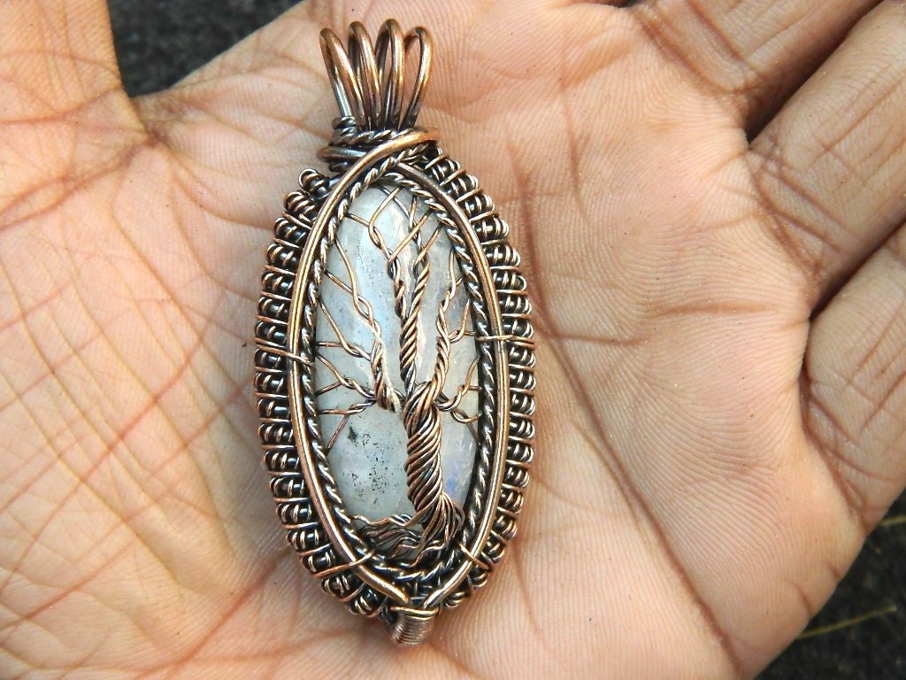 White Rainbow Tree of Life Copper Wire Wrapped Pendant - Etsy Canada