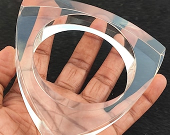 Crystal Clear Resin Bangle Bracelet: Transparent Acrylic, Retro Statement, Handmade Modernist Bangle