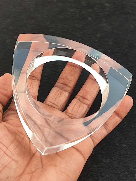Crystal Clear Resin Bangle Bracelet: Transparent Acrylic, Retro Statement, Handmade Modernist Bangle